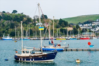 Yachts and Boats over River Dart, Kingswear from Dartmouth, Devon, England, United Kingdom, Europe