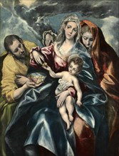 The Holy Family with Mary Magdalene, ca 1590, Painting by El Greco, Historic, digitally restored reproduction of an original from the period