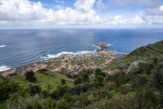 View of the coastal town of Porto Moniz, Madeira, Portugal, Europe