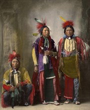 Indians, Kiowa, after a picture by F.A.Rinehart, 1899, Kiowa or Kaigwu are an ethnic tribe of the Indians of North America, Historic, digitally restored reproduction of an original from that time