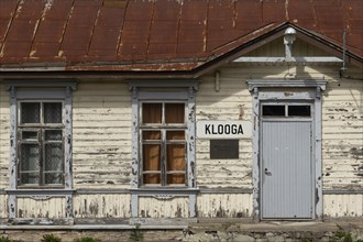 Weathered wooden house at the historic railway station in the village of Klooga, Harju County, Estonia, Europe