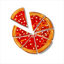 Sliced Pizza Marinara cartoon over white background, vector illustration