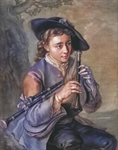 Young man with several flutes, musician, musician, 1770, France, Historical, digitally restored reproduction of a historical original, Europe
