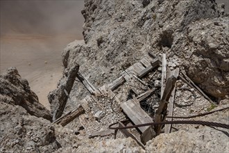 Elements set by man to facilitate the route via ferrata. Dolomites, Italy, Dolomites, Italy, Europe
