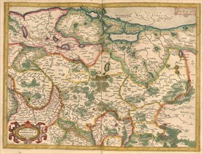 Atlas, map from 1623, Mark Brandenburg, Pomerania, Germany, digitally restored reproduction from an engraving by Gerhard Mercator, born as Gheert Cremer, 5 March 1512, 2 December 1594, geographer and ...