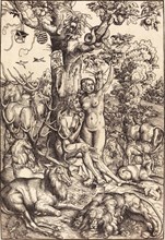 Adam and Eve in Paradise, painting by Lucas Cranach the Elder, 4 October 1472, 16 October 1553, one of the most important German painters, graphic artists and book printers of the Renaissance, Histori...