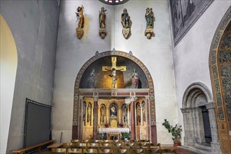 Side altar, Neo-Romanesque parish church of St. Anne in Lehel, Munich, Bavaria, Germany, Europe