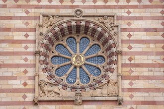 Rose window at the Cathedral of St. Mary and St. Stephen, Imperial Cathedral, Romanesque, UNESCO World Heritage Site, Speyer, Rhineland-Palatinate, Germany, Europe