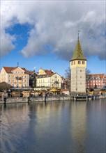 Harbour promenade with Mangturm, harbour, Lindau island, Lake Constance, Bavaria, Germany, Europe