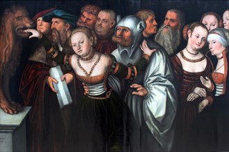 The Fable of the Mouth of Truth, painting by Lucas Cranach the Elder, 4 October 1472, 16 October 1553, one of the most important German painters, graphic artists and book printers of the Renaissance, ...