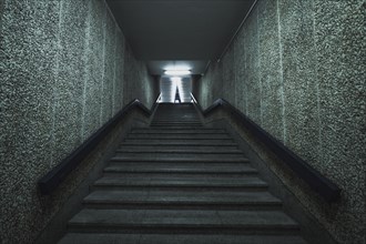 Empty stairs in underground tunnel