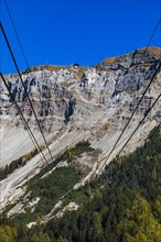 Cable car route to the mountain station at the Seceda summit, Val Gardena, Dolomites, South Tyrol, Italy, Europe