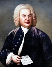 Johann Sebastian Bach was a German composer and musician of the Baroque period, Historical, digitally restored reproduction of a 19th century original