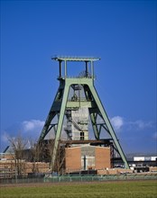 Former winding tower of the Konrad mine. The disused iron ore mine is being converted into a repository for low and intermediate level radioactive waste. Salzgitter, Lower Saxony, Germany, Europe