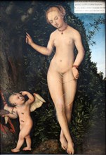Venus with Cupid, the Honey Thief, painting by Lucas Cranach the Elder, 4 October 1472, 16 October 1553, one of the most important German painters, graphic artists and letterpress printers of the Rena...