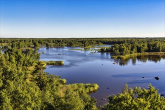 Kvarken Archipelago Nature Reserve, UNESCO World Heritage Site, view from Saltkaret lookout tower in summer, Bjoerkoeby, Korsholm, Mustasaari, Ostrobothnia, Gulf of Bothnia, Baltic Sea, Finland, Europ...