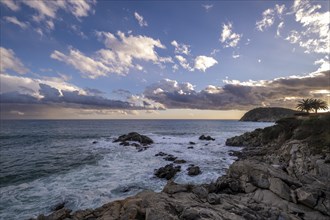 Sunset on the coast of the province of Gerona on the Costa Brava in Catalonia Spain