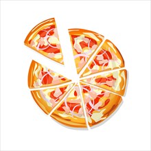 Sliced Pizza Tonno e Cippola cartoon over white background, vector illustration