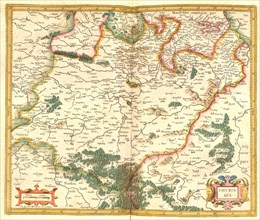 Atlas, map from 1623, Thuringia, Germany, digitally restored reproduction from an engraving by Gerhard Mercator, born as Gheert Cremer, 5 March 1512, 2 December 1594, geographer and cartographer, Euro...