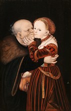 Unequal Couple, Old and Young, Old Man with Young Lover, Painting by Lucas Cranach the Elder, 4 October 1472, 16 October 1553, one of the most important German painters, graphic artists and letterpres...