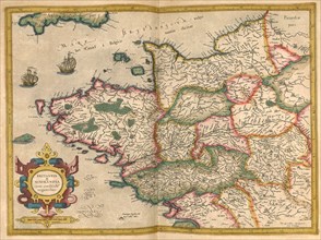 Atlas, map from 1623, Brittany and Normandy, France, digitally restored reproduction from an engraving by Gerhard Mercator, born as Gheert Cremer, 5 March 1512, 2 December 1594, geographer and cartogr...