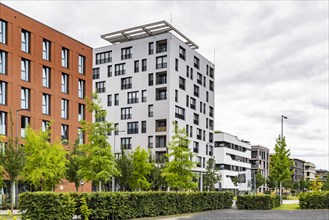 Holzhaus Skaio, the highest building in the country constructed with wood, Neckarbogen, innovative residential quarter with sustainable architectural solutions and zones without car traffic, Heilbronn...