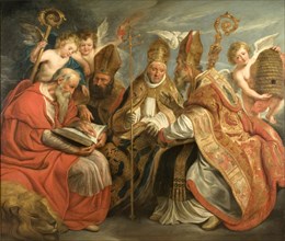 The Four Fathers of the Latin Church, Fathers of the Church, Painting by Jacob Jordaens, Historical, Digitally restored reproduction from a historical work of art
