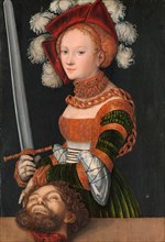 Judith with the head of Holofernes, according to the Old Testament Holofernes is an Assyrian general who is killed by Judith, painting by Lucas Cranach the Elder, 4 October 1472, 16 October 1553, one ...