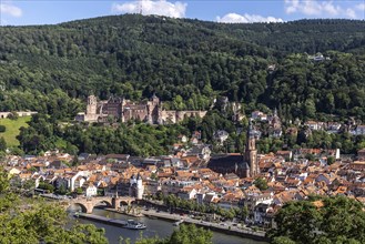City view with historic old town and castle, Heidelberg, Baden-Wuerttemberg, Germany, Europe