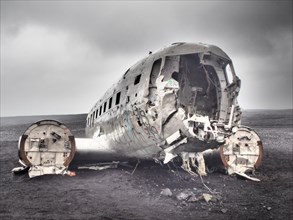 Plane wreckage on the lava beach of Solheimasandur, Iceland, Europe