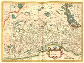 Atlas, map from 1623, Palatina and Bavariae, Palatinate and Bavaria, digitally restored reproduction from an engraving by Gerhard Mercator, born as Gheert Cremer, 5 March 1512, 2 December 1594, geogra...