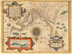 Atlas, map from 1623, South Pole, Antarctica, Tierra del Fuego, digitally restored reproduction from an engraving by Gerhard Mercator, born as Gheert Cremer, 5 March 1512, 2 December 1594, geographer ...