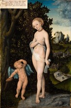 Venus with Cupid the Honey Thief, painting by Lucas Cranach the Elder, 4 October 1472, 16 October 1553, one of the most important German painters, graphic artists and letterpress printers of the Renai...