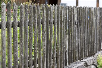 Wooden fence at a farm garden, Allgaeu, Bavaria, Germany, Europe