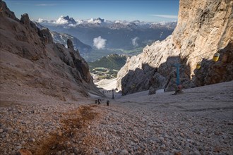Gondola lift to Forcella Staunies, Monte Cristallo group, Dolomites, Italy, Dolomites, Italy, Europe