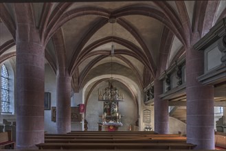 Hall church from 1488 with a late Gothic high altar by Michael Wolgemut around 1505, St. Egidienkirche, Beerbach, Middle Franconia, Bavaria, Germany, Europe
