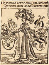 Bookplate of Scheurl and Tucher, book title, picture by Lucas Cranach the Elder, 4 October 1472, 16 October 1553, one of the most important German painters, graphic artists and book printers of the Re...