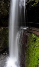 Levada do Moinho, Waterfall in a gorge, Ponta do Sol, Madeira, Portugal, Europe