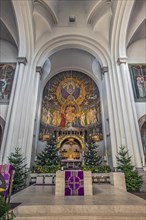 Main altar, Neo-Romanesque parish church of St. Anne in Lehel, Munich, Bavaria, Germany, Europe