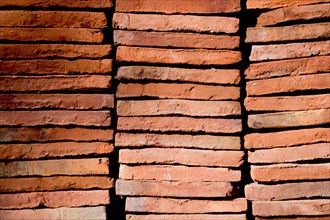 Pile of brick block used for industrial in residential building
