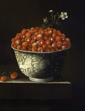 Strawberries in a Chinese Porcelain Bowl, Painting by Adriaen Coorte