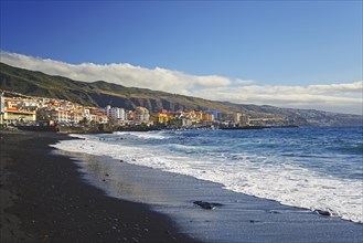 Black volcanic beach in Candelaria, Tenerife, Canary Islands, Spain, Europe