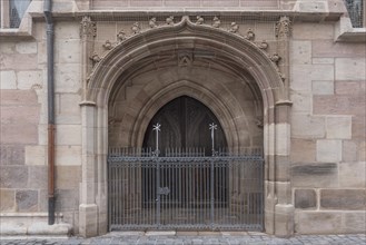 Bakers door of the Lorenzkirche, Nuremberg, Middle Franconia, Bavaria, Germany, Europe