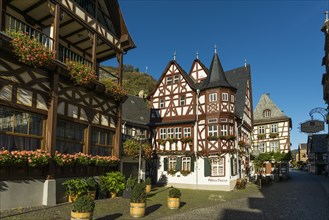 Historic half-timbered houses, Bacharach, Upper Middle Rhine Valley, UNESCO World Heritage Site, Rhine, Rhineland-Palatinate, Germany, Europe