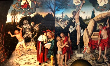 Allegory of Law and Grace, painting by Lucas Cranach the Elder, 4 October 1472, 16 October 1553, one of the most important German painters, graphic artists and letterpress printers of the Renaissance,...
