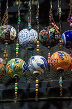 Colorful turkish ceramic balls as souvenirs at street market