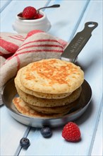 Blini, mini pancakes with fruit, blini