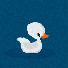 Little duck vector pixel art illustration