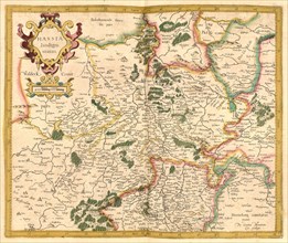 Atlas, map from 1623, Hassia, Hesse, Germany, digitally restored reproduction from an engraving by Gerhard Mercator, born as Gheert Cremer, 5 March 1512, 2 December 1594, geographer and cartographer, ...