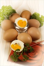 Chicken eggs, breakfast eggs, cooked, egg white, yolk, food, dishes, healthy, cholesterol